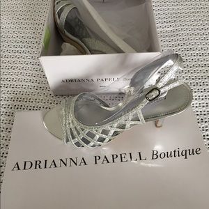 Silver glitter sandals worn once